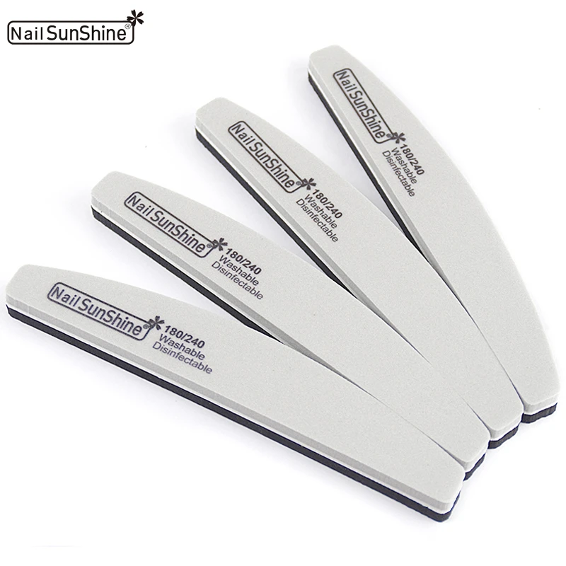 10 Pcs Gray Black Sponge Nail File 180/240 Half Moon Nail Sanding Buffer Blocks Double-side UV Gel Manicure Nail Files DIY Tools