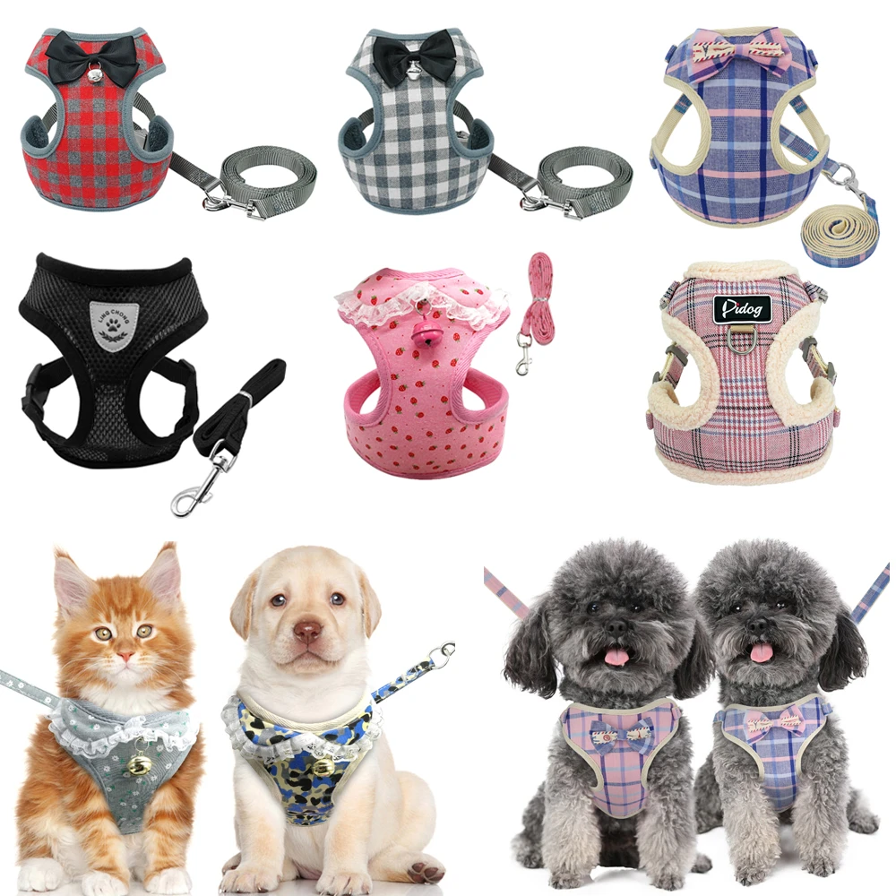 Breathable Small Dog Harness Nylon Pet Puppy Harness and Leash Soft Dog Cat Hanresses Chihuahua Yorkshire Vest Walking Lead