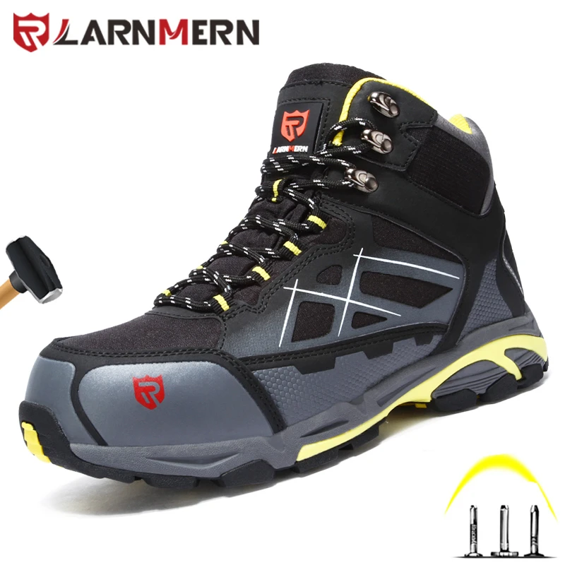 LARNMERN Safety Shoes Men Work Steel Toe Cap Shoes Puncture-Proof Safety Boots Lightweight Breathable Work Sneakers for men