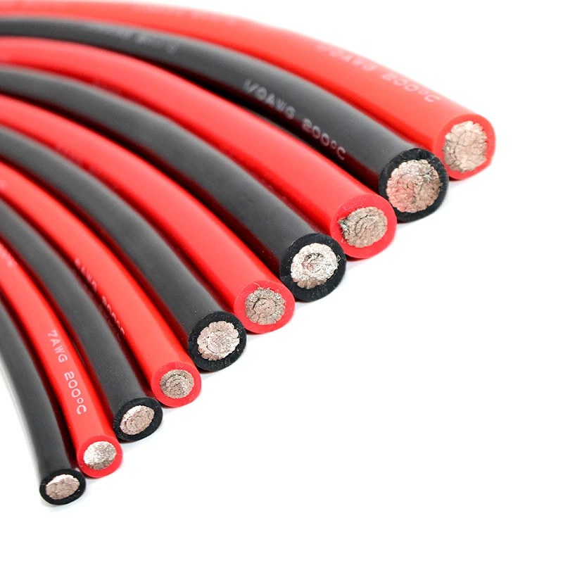 Supper Soft Heat-Resistant Red Black Silicone Cable Battery Wire 1AWG 2AWG 4AWG 6AWG7 8 10 12 14AWG tinned copper silicone lines