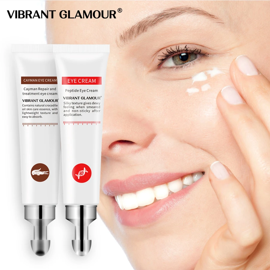 VIBRANT GLAMOUR Eye Cream Peptide Collagen Crocodile Cream Anti-Wrinkle Remover Dark Circles Against Puffiness Bags Eye Care2PCS