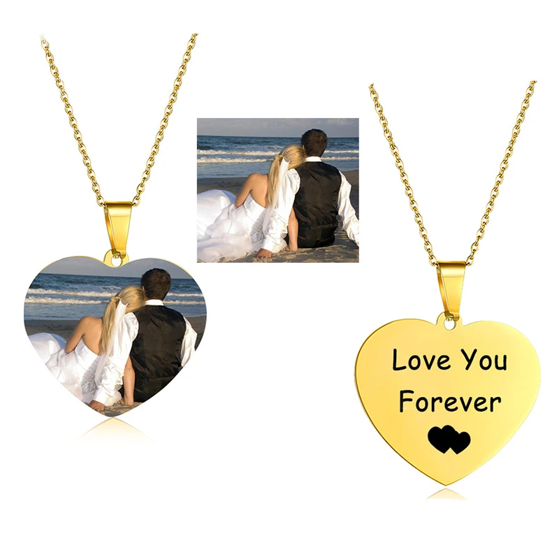 Personalized Name Custom Necklace Gold Color Choker Women Men Heart Customized Photo Nameplate Chain Necklace Gift Jewelry