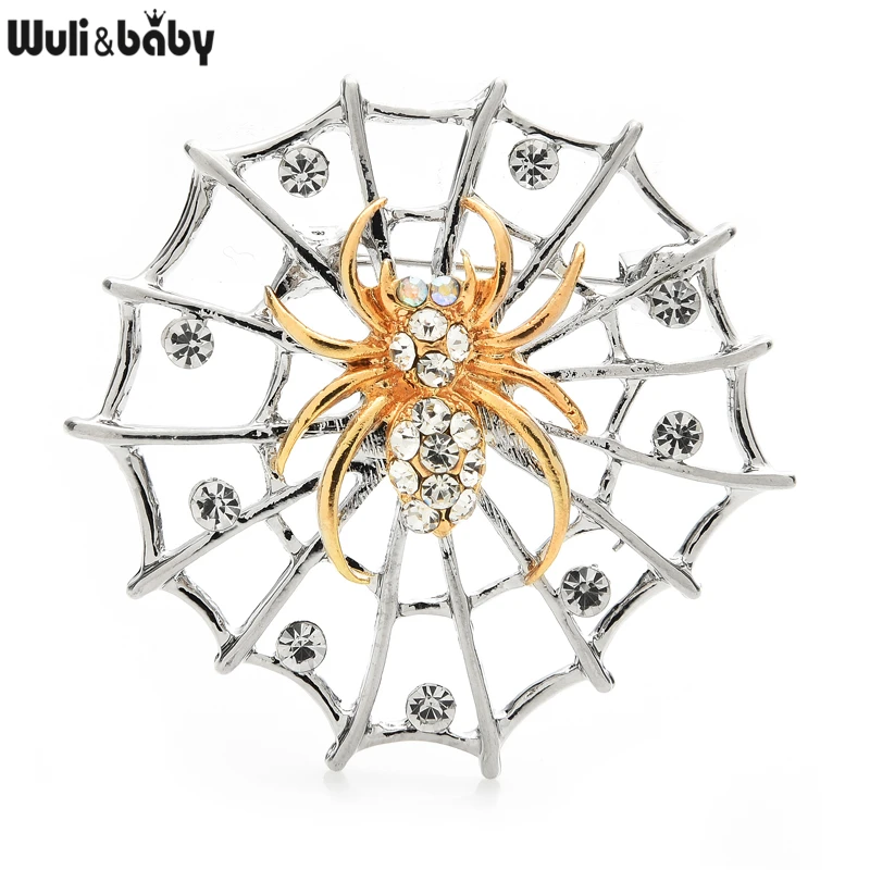 Wuli&baby Spider And Net Brooches For Unisex Pearl Insect Party Casual Brooch Pins Gifts