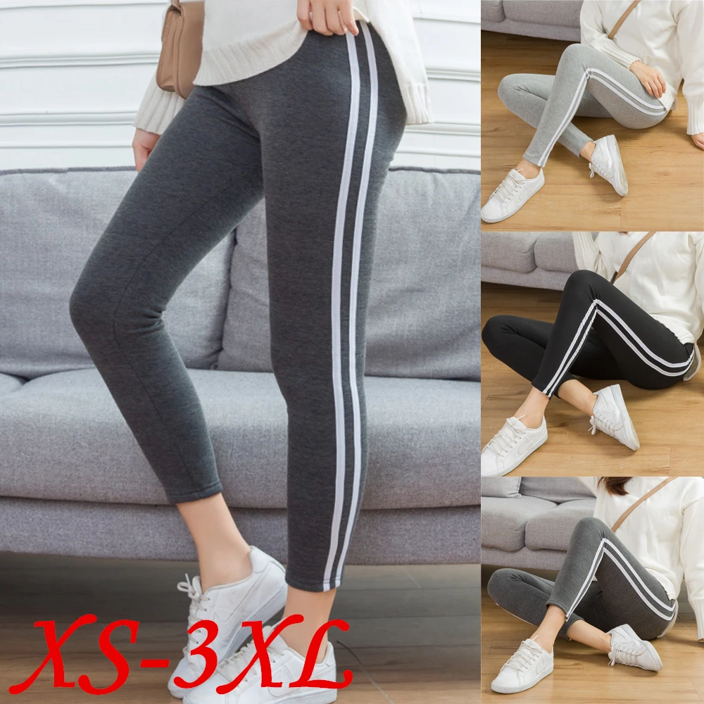 Cotton Ankle Length Pants Women  Autumn and Winter Casual  Sweatpants Pencil Striped Women's Trousers