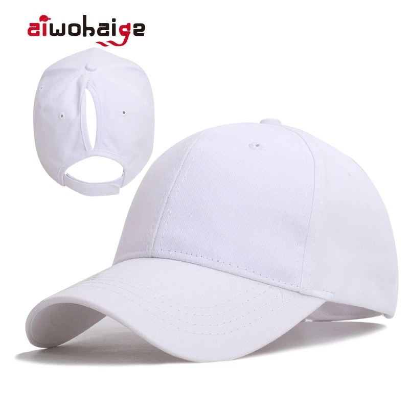 New Solid Color Ladies Ponytail Baseball Cap Spring Summer Autumn Women Casual Hat Female Adjustable Cotton Snapback Sport Bone