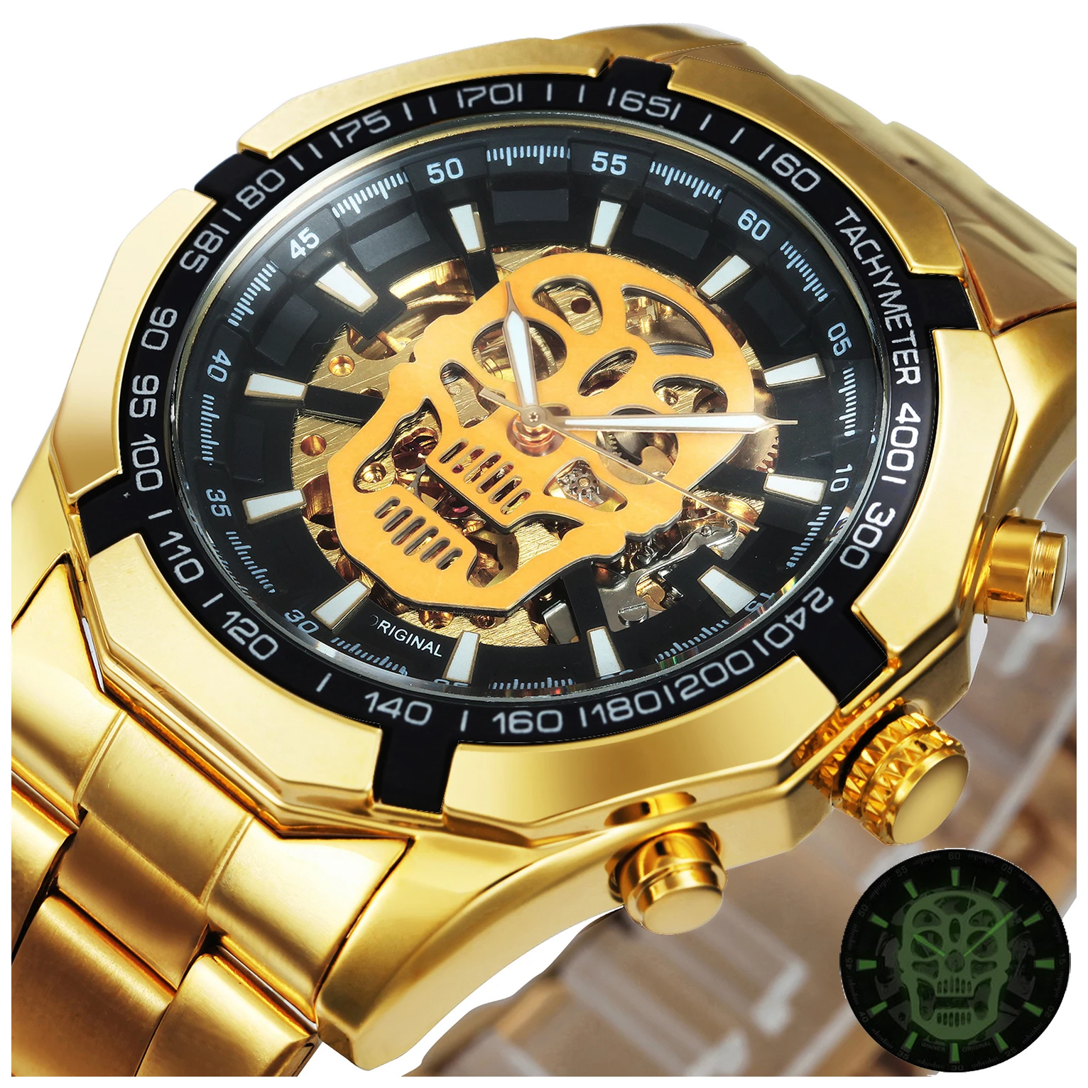WINNER Official Automatic GOLD Watch Men Fashion Strap Skeleton Mechanical Skull Watches Top Brand Luxury Dropshipping Wholesale