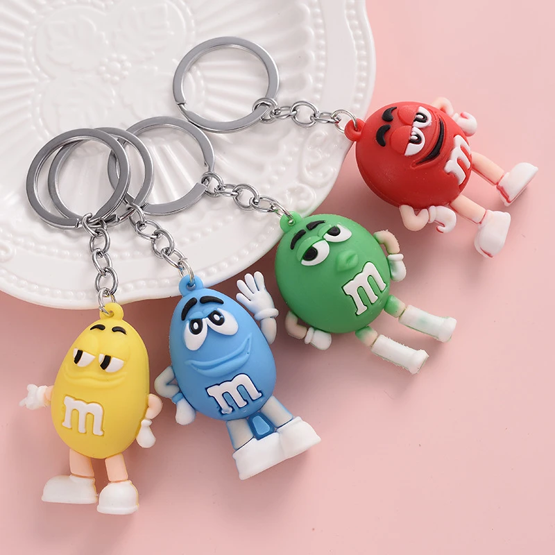 Cartoon Chocolate Bean Keychain Resin Doll Couple Key Chain Men's and Women's Jewelry Bag Pendant Children Lovely Keychain