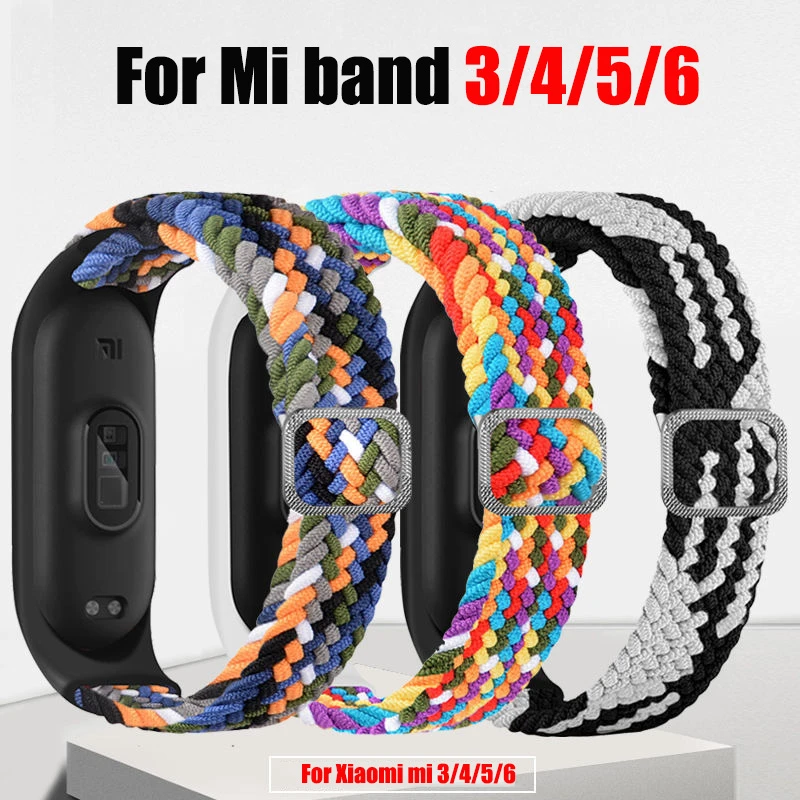 Adjustable Woven Elastic Strap For Xiaomi Mi Band 6 5 4 3 Sports Bracelet Wristband For Miband 6 5 4 3 Replacement Strap