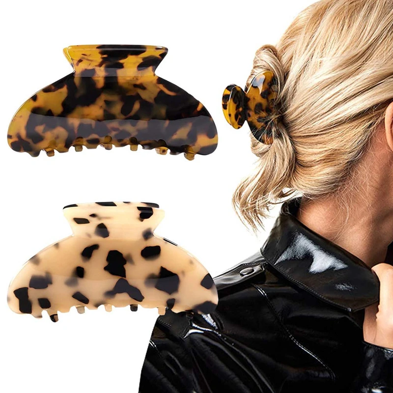 Ruoshui Woman Fashion Acrylic Leopard Hair Claws Trendy Hairpins Hairgrips Hair Accessories Headwear Hairclip Ornaments