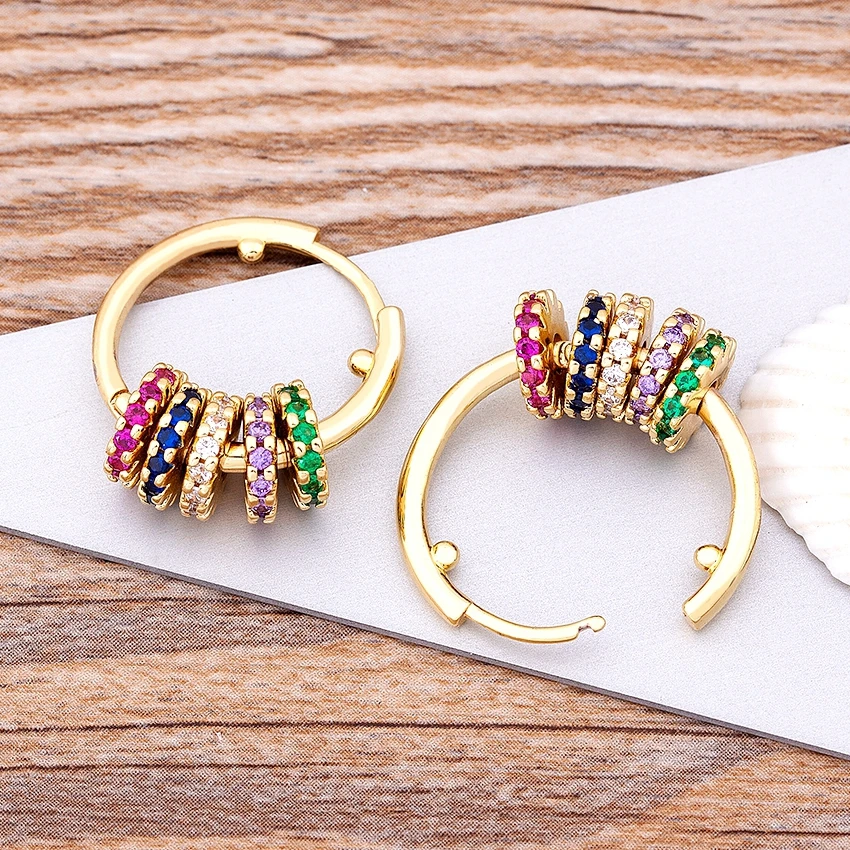 Bohemia Colorful Beads Dangle Earrings Copper Cubic Zircon Ear Hole Hoop Drop Earrings For Women Best Party Wedding Jewelry Gift