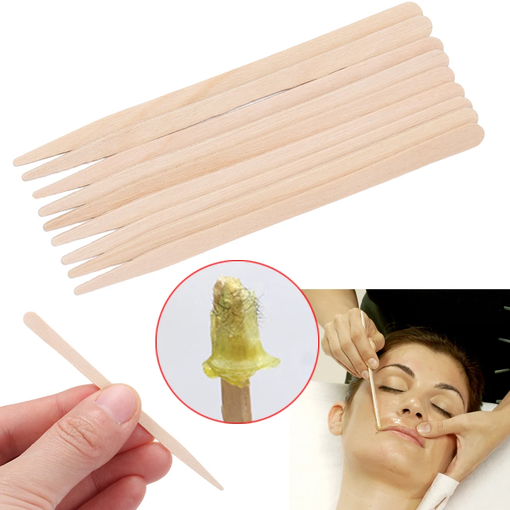 New Hot 100pcs/pack Disposable Wooden Waxing Stick Wax Bean Wiping Wax Tool  Disposable Hair Removal Beauty Bar Body Beauty Tool