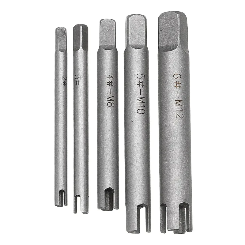 5Pcs M5-M12 Damaged Screw Tap Extractor Guide Set Broken Screw Tap Remover Tool Wrench Set Drill Bit