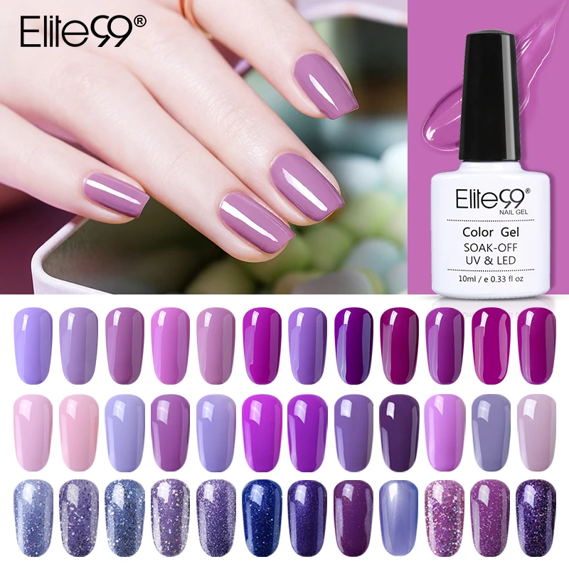 Elite99 10ML Gel Nail Purple Colors Fashion UV Gel Nail Polish Soak Off Vernish Semi Permanent LED Nail Polish Lacquer Gelpolish