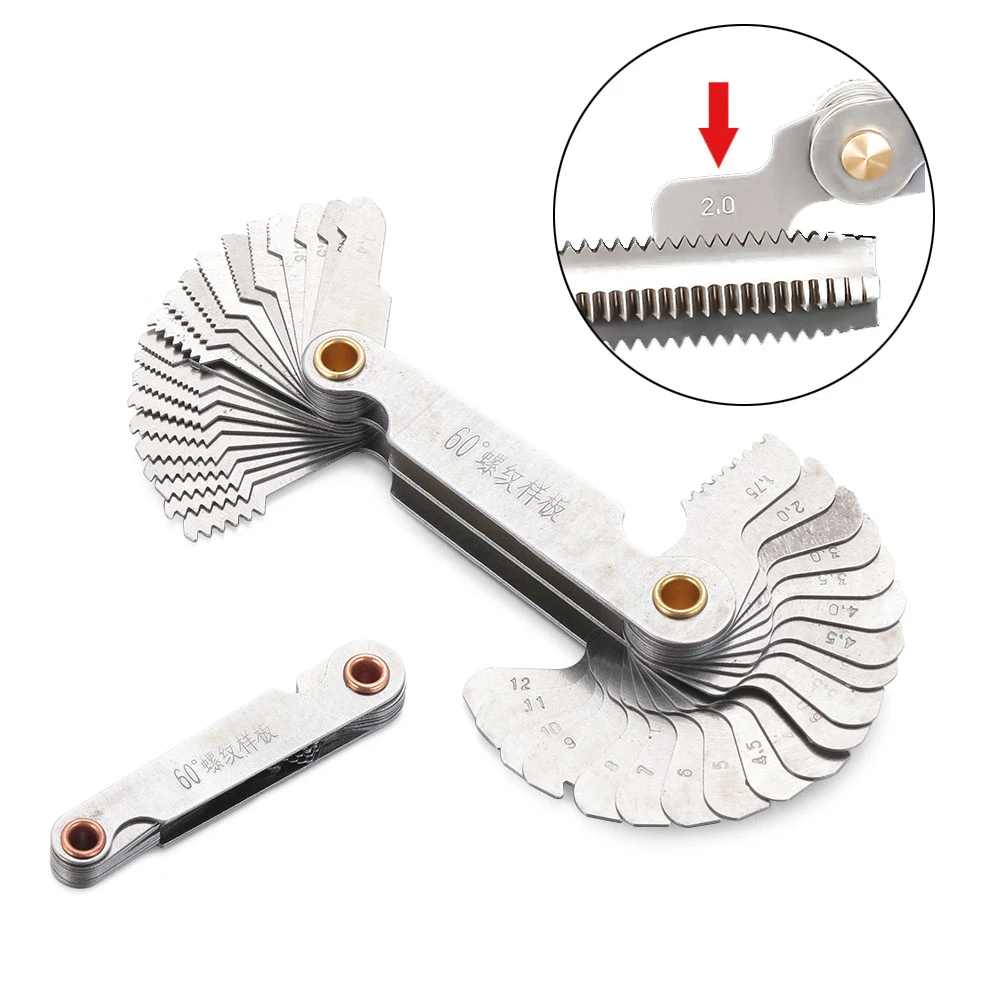 55/60 Degree Carbon Steel Center Metric Inch Thread Plug Gauge Gear Tooth Screw Pitch Gauges Measuring Lathe Combination Tools