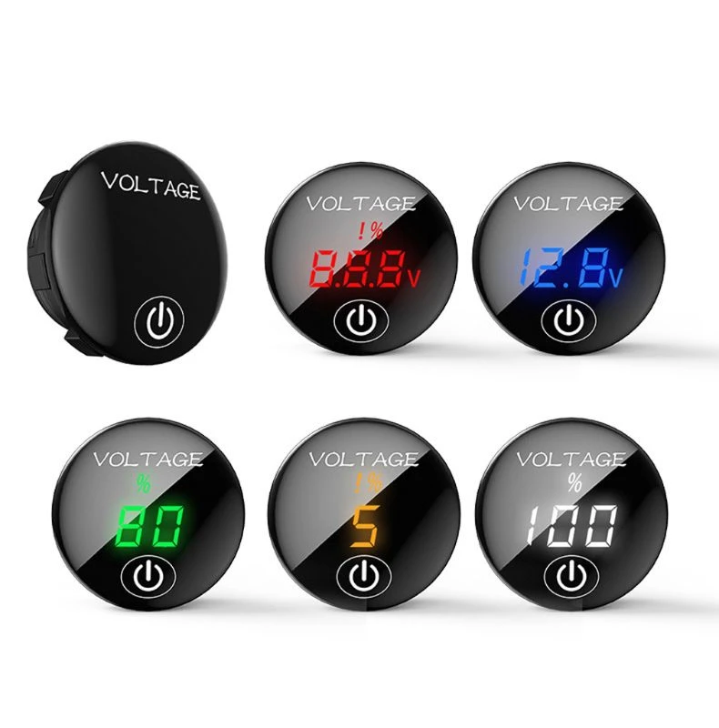 DC 5V-48V LED Panel Digital Voltage Meter Car Motorcycle Battery Capacity Display Voltmeter with Touch ON/OFF Switch