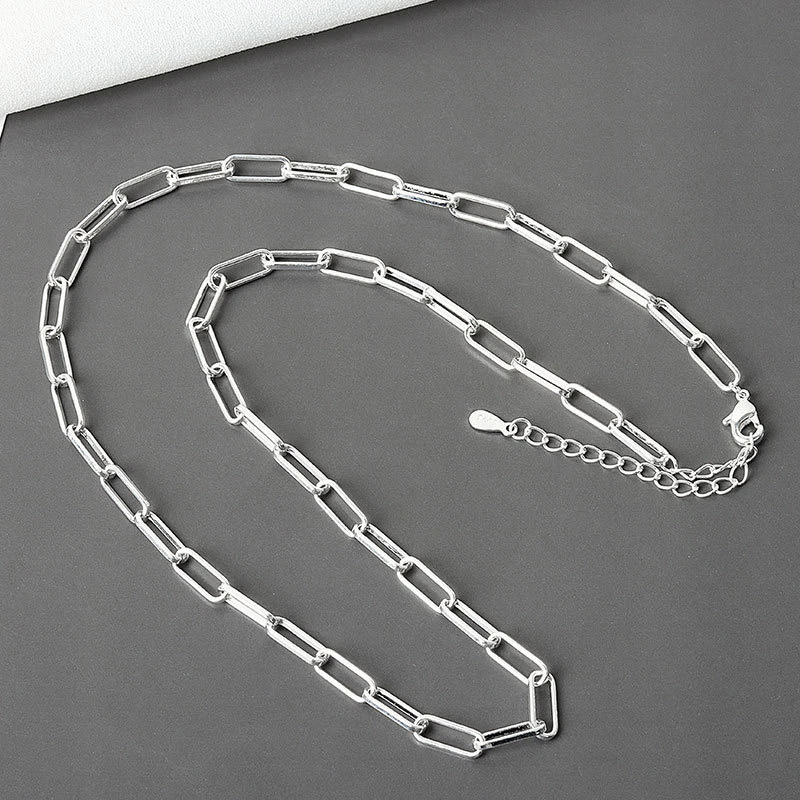 Foxanry 925 Sterling Silver Hiphop Necklace New Fashion Simple Geometric Handmade Clavicle Chain Party Jewelry Gifts for Women