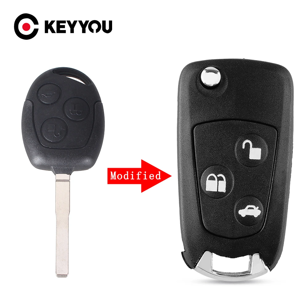 KEYYOU 3 Buttons Key Case Modified Flip Folding Remote Key Flip Fob Shell For Ford FOCUS MONDEO Fiesta KA