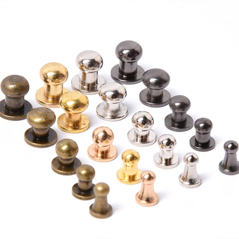 40Sets Metal Zinc Alloy Knob Screw Rivets DIY Crafts Leather Product Bags Rivets Monk Head Spikes Hardware Decor Nail Buckles