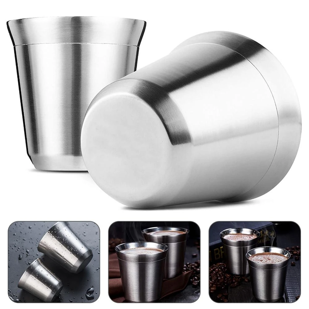 Double Wall Stainless Steel Coffee Mug 80ml/160ml Portable Cup Travel Tumbler Coffee Jug Milk Tea Cups Office Water Mugs