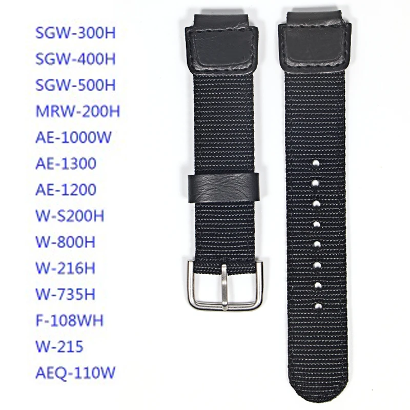 Nylon strap for CASIO band for SGW-300H 400H 500H MRW-200H AE-1000W AE-1300 AE-1200 W-S200H W-800H W-216H W-735H W-215 AEQ-110W