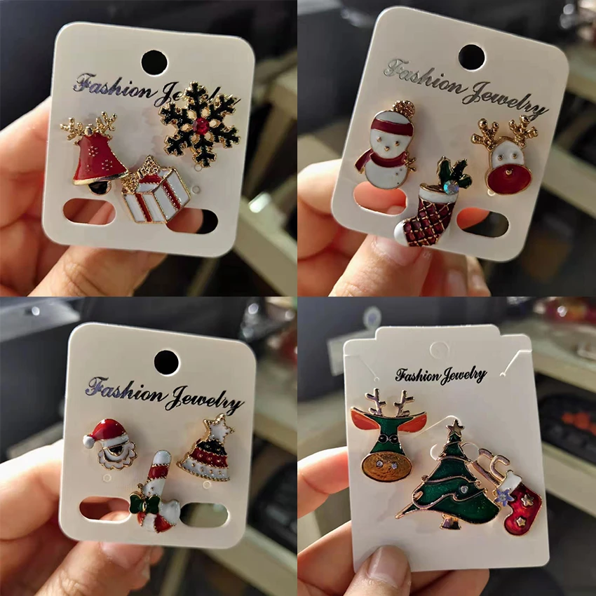 3pcs/set Merry Christmas Brooches  Socks  Tree Elk Enamel Pin Small Badge for Bag Lapel Women Fashion Party Jewelry Gifts