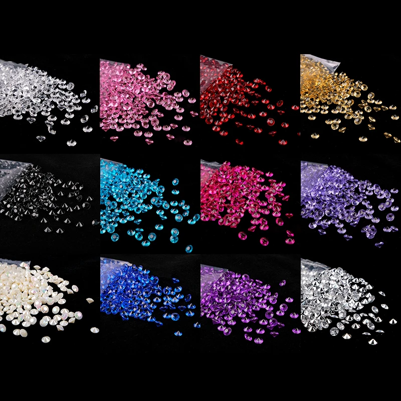 1000 Pcs / Lot ( 55g )  6mm (1Carat ) 20Colors Wedding Decoration Acrylic Crystals Scatter Table Diamond Confetti