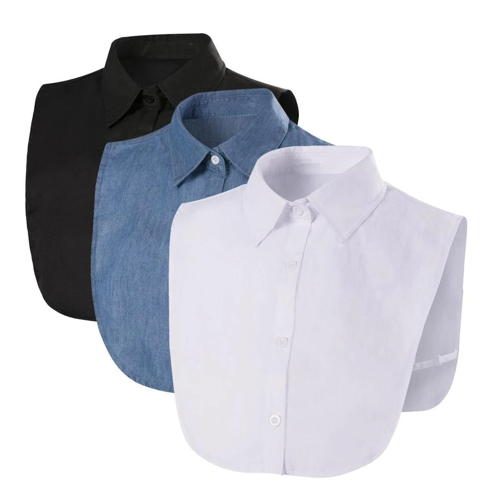 Fake Collar For Shirt Detachable Collars Solid Shirt Lapel Blouse Top Men Women Black White Clothes Shirt Accessories DropShip