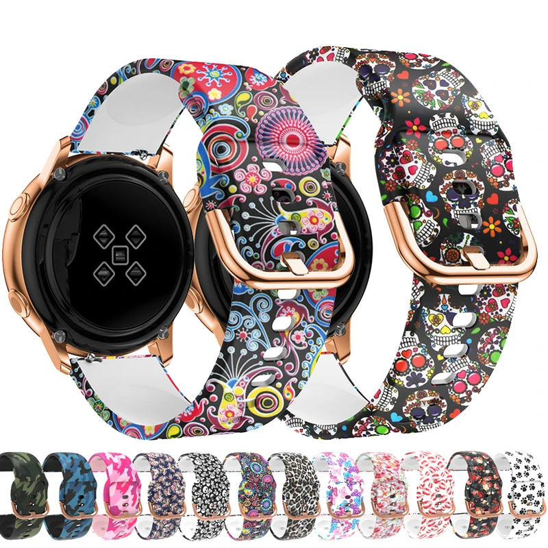 20mm 22mm 18mm Silicone Strap For Samsung Galaxy Watch Gear S3 Active 2 Graffiti style strap For HuaMi Amazfit Huawei watch band