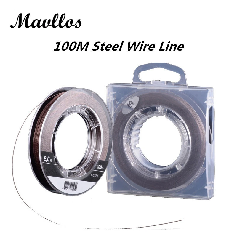 Mavllos Cored Wire Steel Inside Super Strong Multifilament  Fishing Line 100m PE Braided Fishing Line 4 Strands 10- 90lb