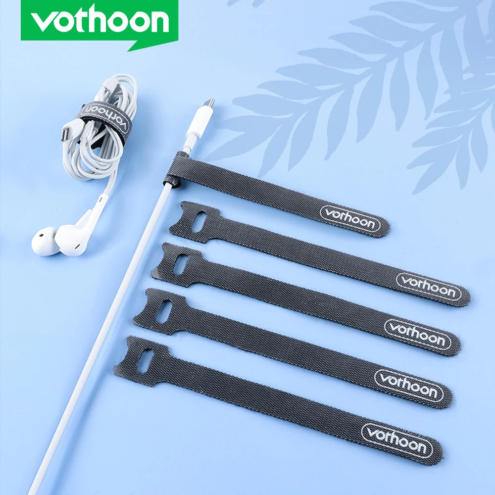 Vothoon Cable Organizer Phone Cord Management Mouse AUX Earphone Wire Winder Ties Winding Nylon Hook Loop Fixed Cable