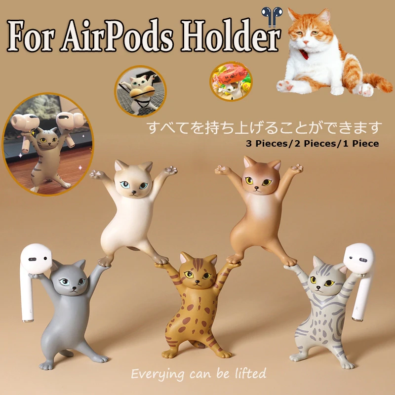 Japanese Enchanting Cat Pen Holder Coffin Dance Bracket Cute For AirPods Pro 3 2 Funny Cat Handmade Desktop Decoration Figurines