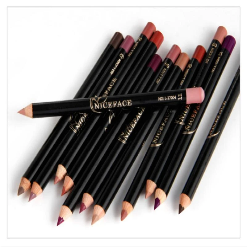 12 Colors Fashion Lipstick Makeup Pencils Long Lasting Pigments Waterproof Matte Lip Liner Lipstick Pen Makeup Tool TSLM2
