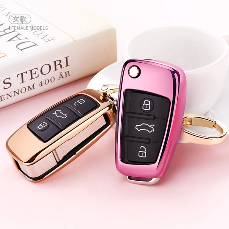 TPU Car Key Case Auto Key Protection Cover For Audi C6 A7 A8 R8 A1 A3 A4 A5 Q7 Car Holder Shell Colorful Car-Styling Accessories