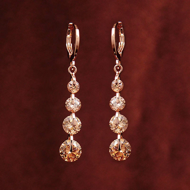 Korean Rhinestones Earrings For Women Girls Fashion Crystal  Hanging Dangle Earrings Vintage Eardrop  Accessories Jewelry