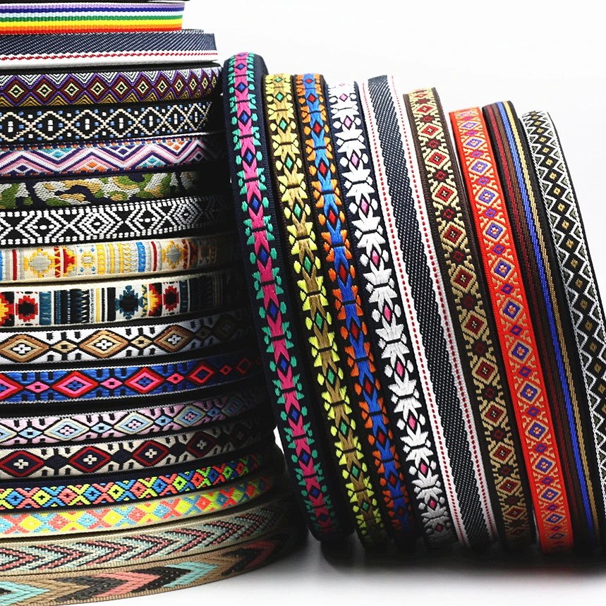 5 Yards 1/2“ 10MM~13MM Embroidered Jacquard Ribbons Trim Decoration For Pet Collars Clothing Lace Sewing