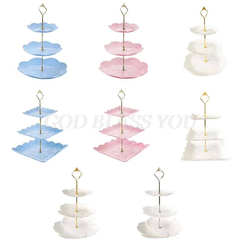 Detachable Cake Stand European Style 3 Tier Pastry Cupcake Fruit Plate Serving Dessert Holder Wedding Party Home Decor Drop Ship