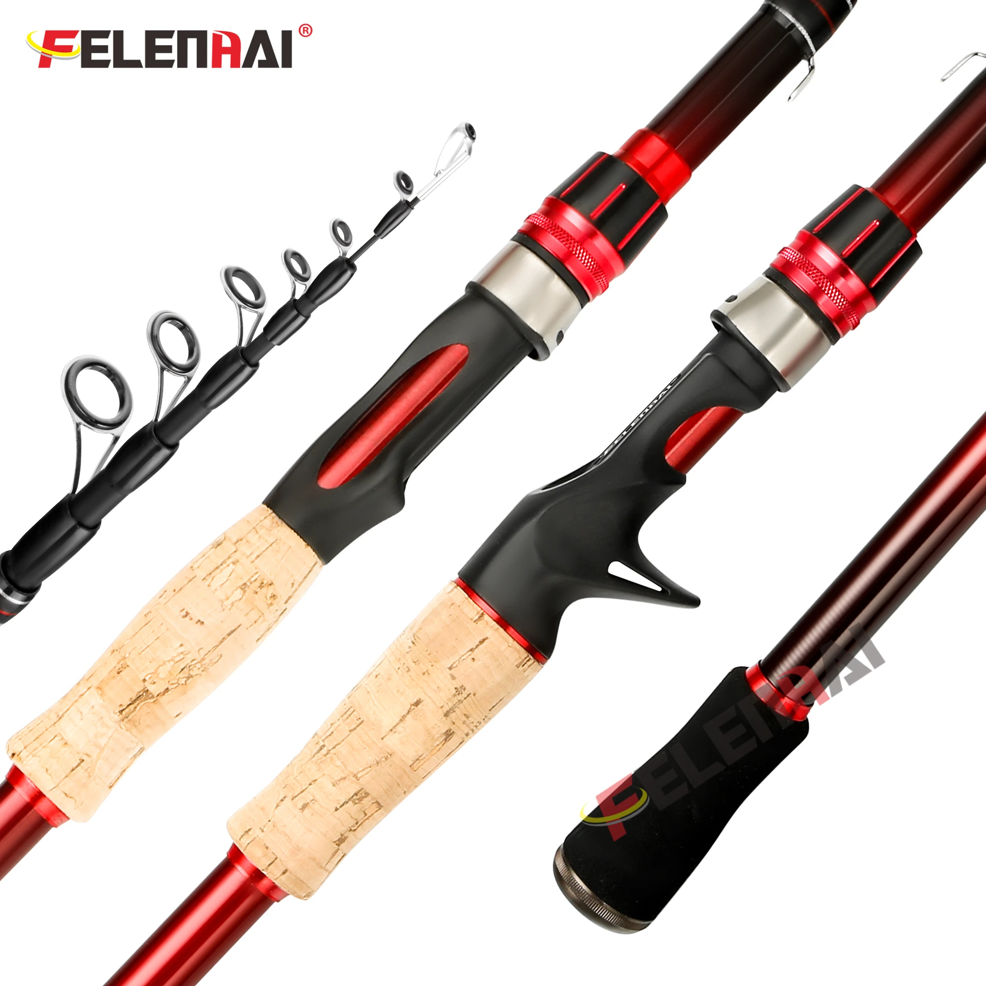 FELENHAI Telescopic Spinning Casting Lure Fishing Rod 2.1/2.4/2.7/3.0m 30T Carbon Easy To Carry 5-35g Sea Ocean Vara De Pesca