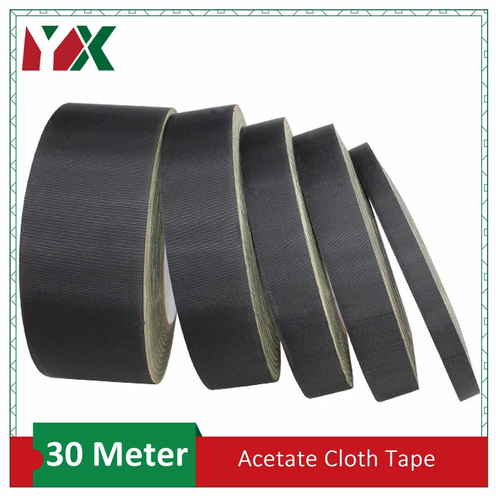 YX 30Meter Adhesive Insulation Acetate Cloth Tape Sticky For PC, Motor Wire Wrap Fixed High Temperature Insulation Adhesive Tape