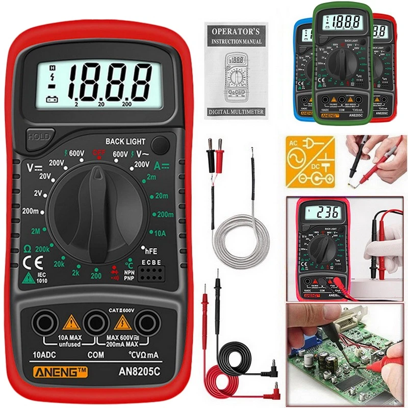 Digital Multimeter Automatic Voltmeter Profesional Tester Multimeter With Thermocouple Lcd Backlight Portable Data Hold Function