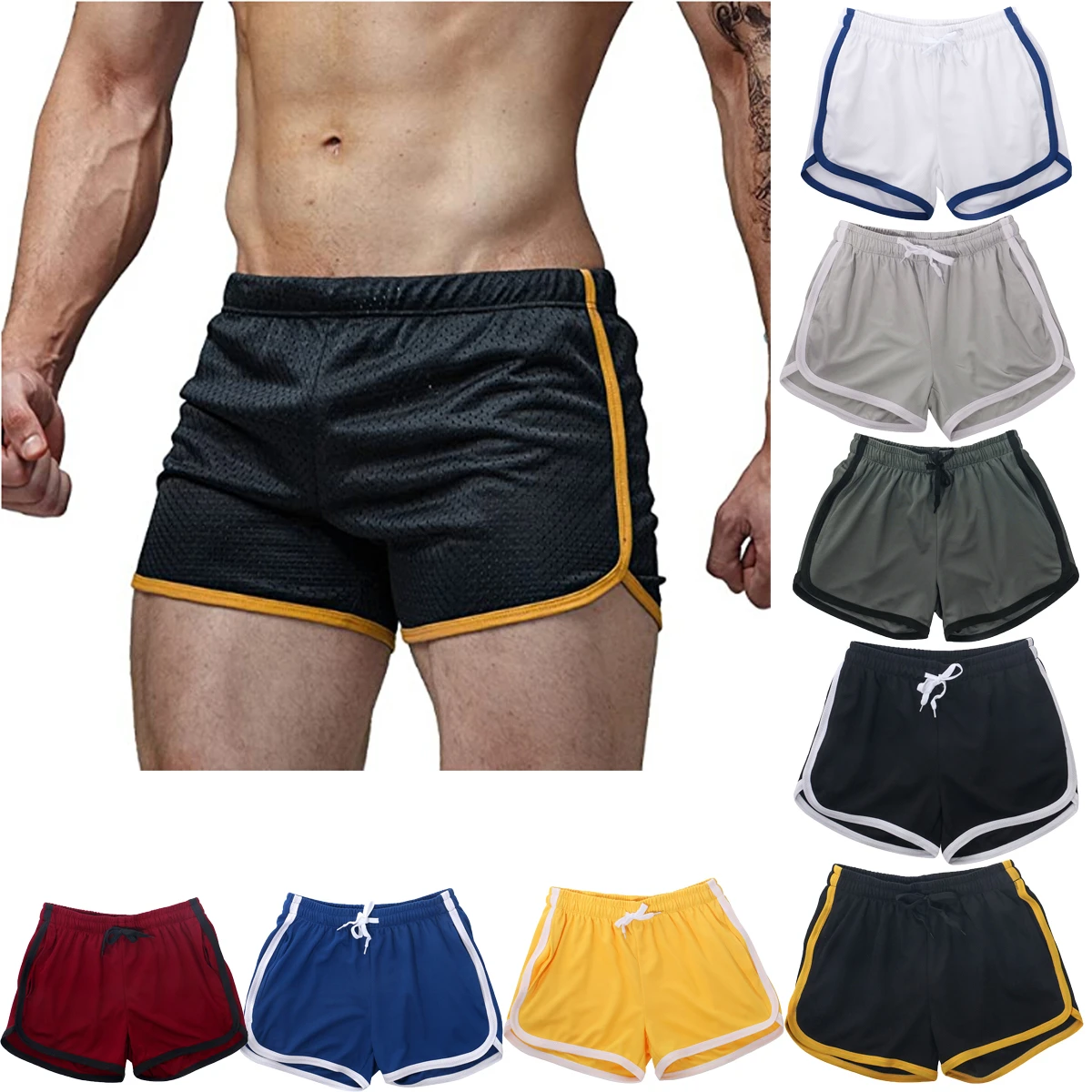 Brand New Men's Short Quick Dry Shorts Beachwear Workout Gym Sports Running Fitness 2020 Casual Elastic Drawstring Mesh Shorts