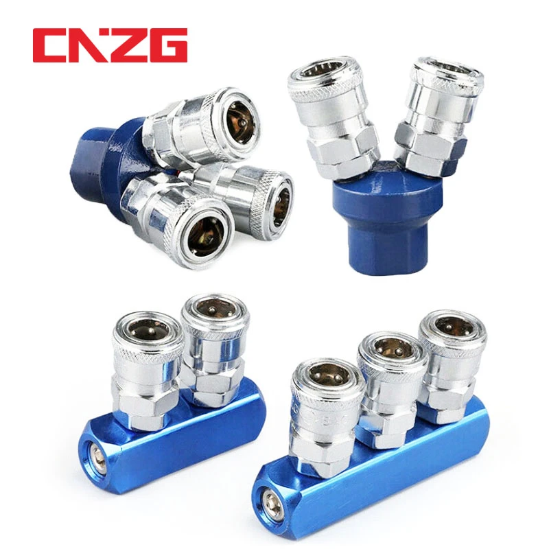 Pneumatic Fitting Compressor Fittings 1/4 Quick Connector Air Gas Distributor For Pump Tool  Coupler Manifold Multi Splitter