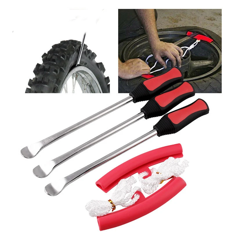JQSKUNP Tire Spoon Lever Iron Tool Kits Motorcycle Bike Professional Tire Change Kit With Durable Bag 3 PCS Tire Spoons