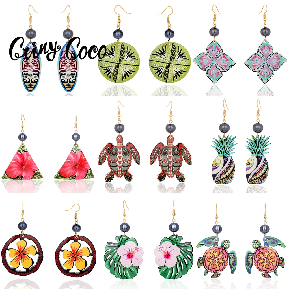 Summer Women Acrylic Dangle Earrings 2021 Trend Angel Wings Pineapple Earing Earring Hawaiian Women's Earrings for Women 2021