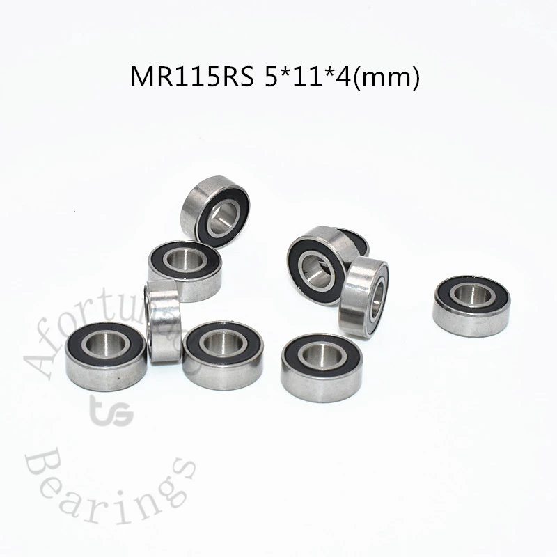 MR115RS 5*11*4(mm) 10pieces free shipping bearing ABEC-5 rubber Sealed Miniature Mini Bearing  MR115 chrome steel bearings