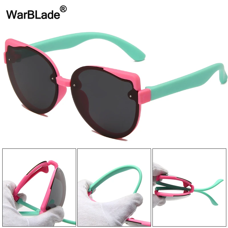 WarBlade New Polarized Kids Sunglasses Fashion TR90 Silicone Flexible Children Sun Glasses Retro Boys Girls Baby Eyewear UV400
