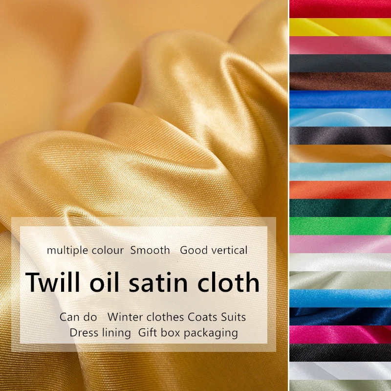 Satin polyester fabric Highend satin dress Simulation silk cloth Gift box lining cloth Satin satin Solid color sewing fabric