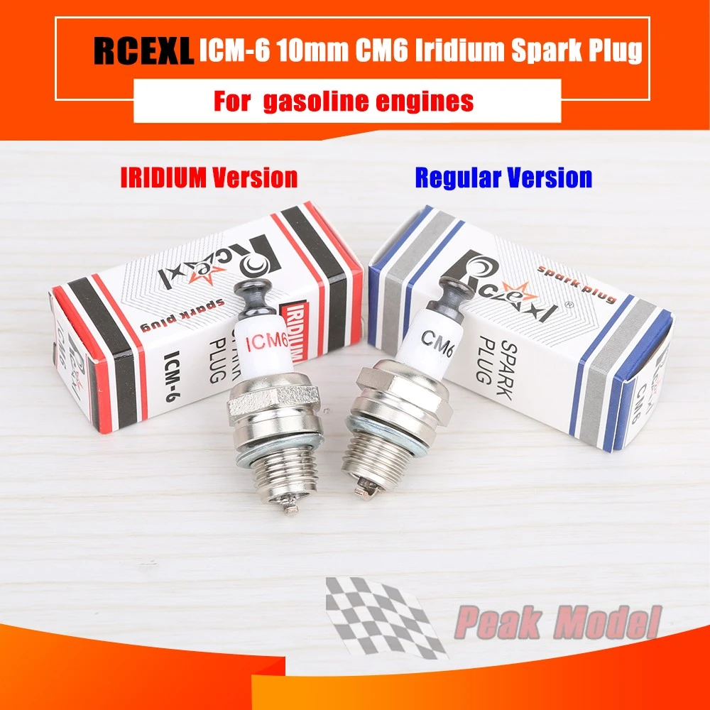 Rcexl ICM-6 10mm CM6 CM-6 10MM Iridium Spark Plug For DA DLE Gas Engine DLE20/20RA/30/RA/40/55/55RA/60, DLE111, DLA56, DLA32