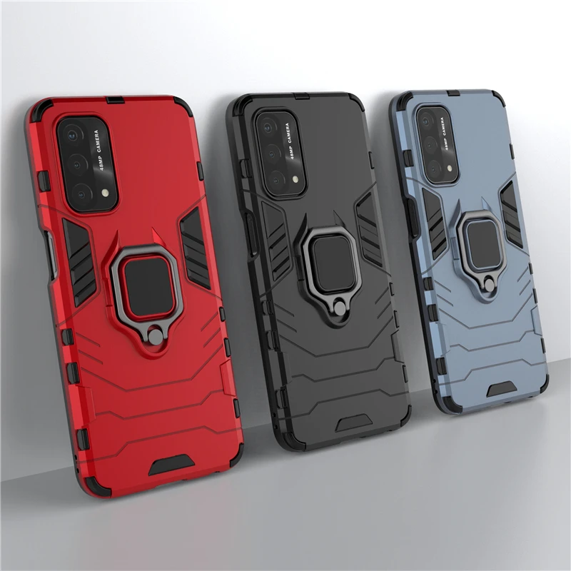 For OPPO A74 Case Armor Finger Ring Bracket Bumper Hard Cover For OPPO A74 4G 5G Case For OPPO A94 4G 5G A16 A16S A15 A15S A53