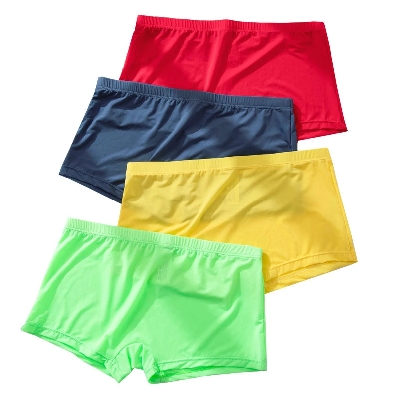 Men's Panties Ice Silk Male Underwear Transparent Men Boxer Breathable Solid Color Ultra Thin  Quick Drying Sexy Silk Boxers Man