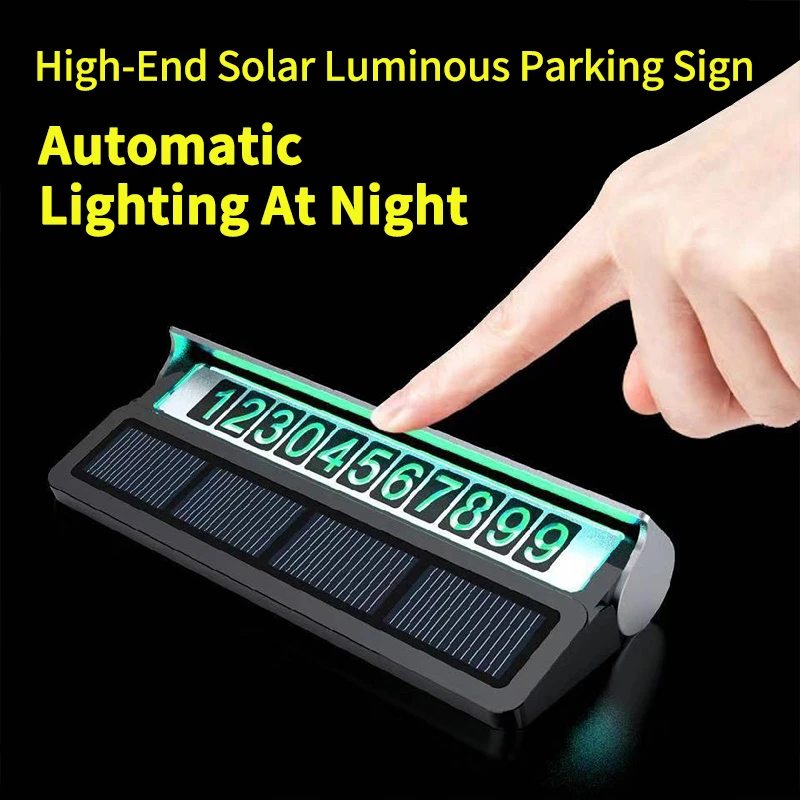 Solar Luminous Car Temporary Parking Card Hidden Telephone Number Plate Car Sticker Car Park Stop Auto Accessories Car-stying